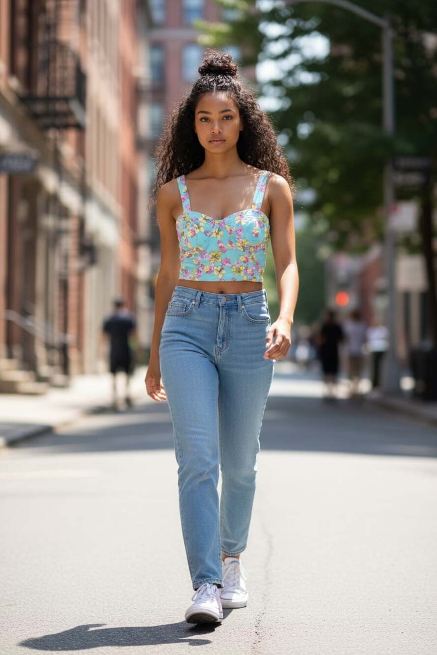 Y2K Wet Seal Teal Floral Bustier Crop Top Size M